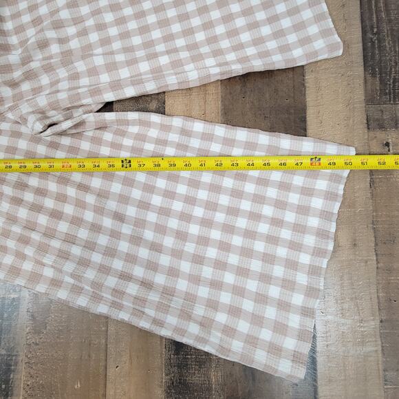 NWT Free People Seersucker Plaid Neutral Gingham Wide Leg Jumpsuit‎ Womens 8 - Picture 12 of 16